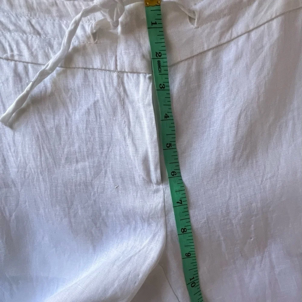 Blue Island Crisp SZ S Semi-Sheer White Linen Trousers.